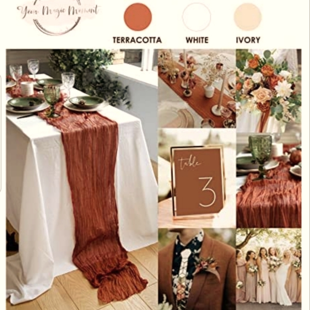 Terracotta cheesecloth table runners